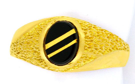 Foto 2 - Gelbgold Designer-Ring, Onyx mit Gold Einlagen! 18Karat, S0957