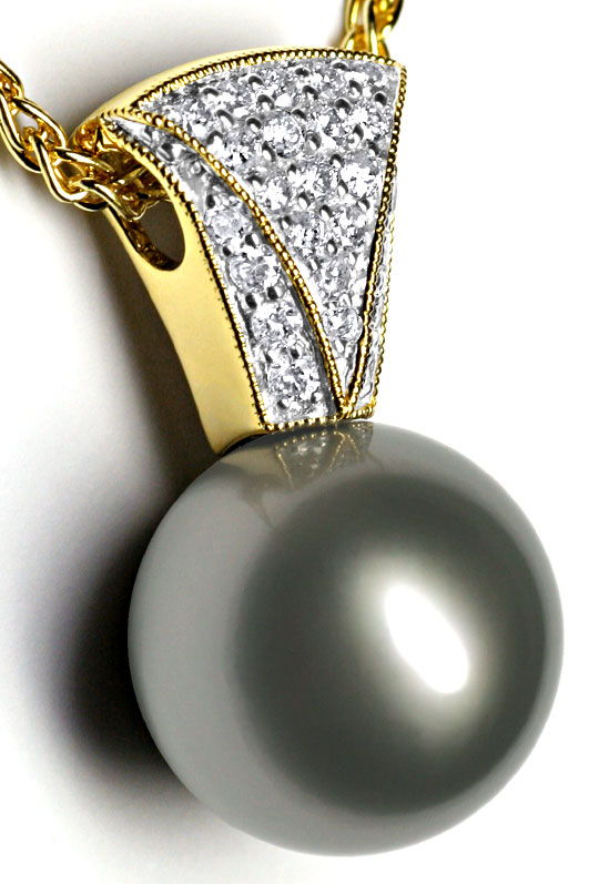 Foto 2 - Collier Riesen Tahiti Perle 0,33ct Diamanten 18K, S1111