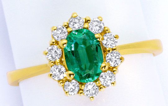 Foto 2 - Handarbeits-Ring 0,53ct Spitzen Smaragd Brillanten 18K, S4557