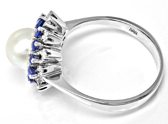 Foto 3 - Diamant Zuchtperl Safir Ring Weissg.Luxus Neu, S8397